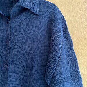 Issey Miyake Eggplant Pleated Button Down